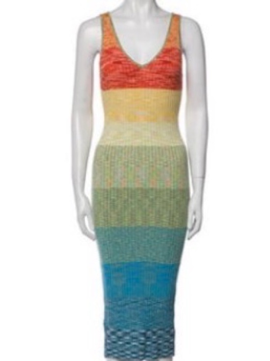 STAUD Dresses & Skirts - STAUD Multicolor Striped Knit Maxi Dress in Red, Yellow, Green, Blue